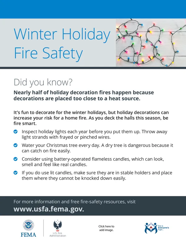 Holiday fire safety handout